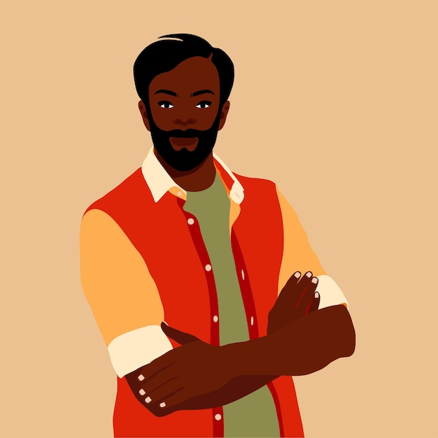 Homem negro moderno e elegante em um vetor de estilo artístico elegante
