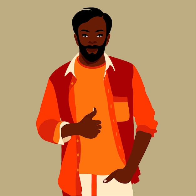 Homem negro moderno e elegante em um vetor de estilo artístico elegante