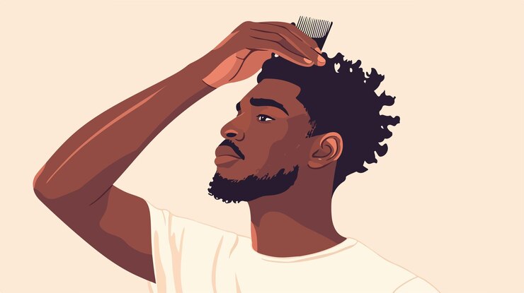 Vetor homem negro profissional cuidando do cabelo vector imagem de stock