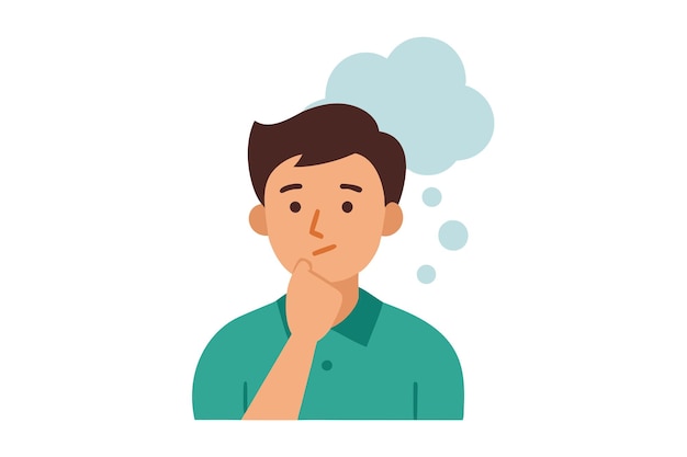 Homem pensando clipart ilustração vetorial de estilo desenho animado em fundo branco