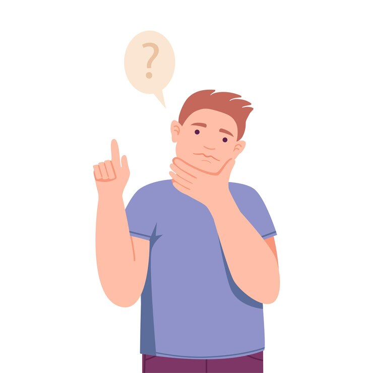Vetor homem pensativo em pé pensando e considerando algo ilustração vetorial