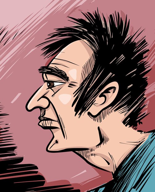 Vetor homem perfil caricatura esboço desenho ilustração