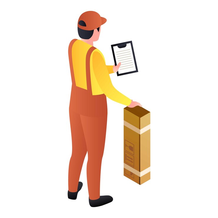 Vetor homem postal, entregue, pacote, ícone, isométrico, de, homem postal, entregue, pacote, vetorial, ícone, para, web, design, isolado, branco, fundo