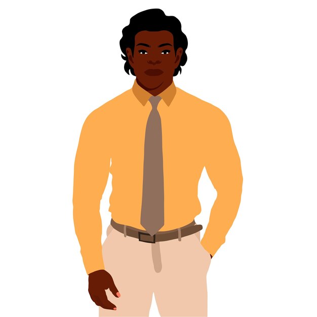 Homem preto bonito em estilo de arte elegante vetor