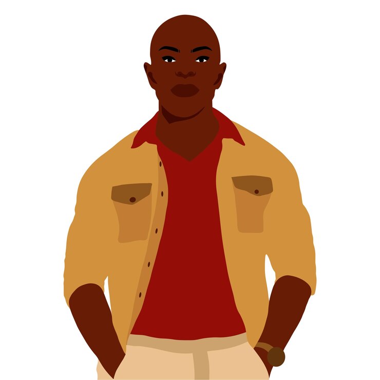 Vetor homem preto careca em vetor de estilo artístico elegante