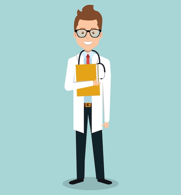 Homem profissional médico avatar vector ilustração design