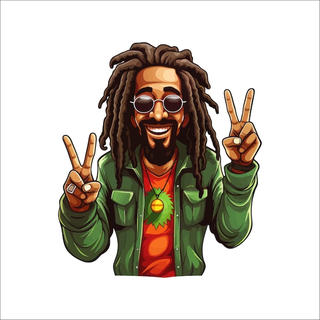 Vetor homem rastafari ilustração vetorial de desenho animado