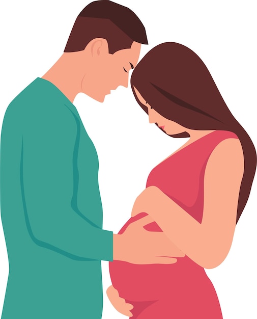 Homem tocando a barriga de uma mulher grávida