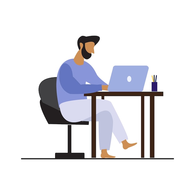 Homem trabalhando em seu computador