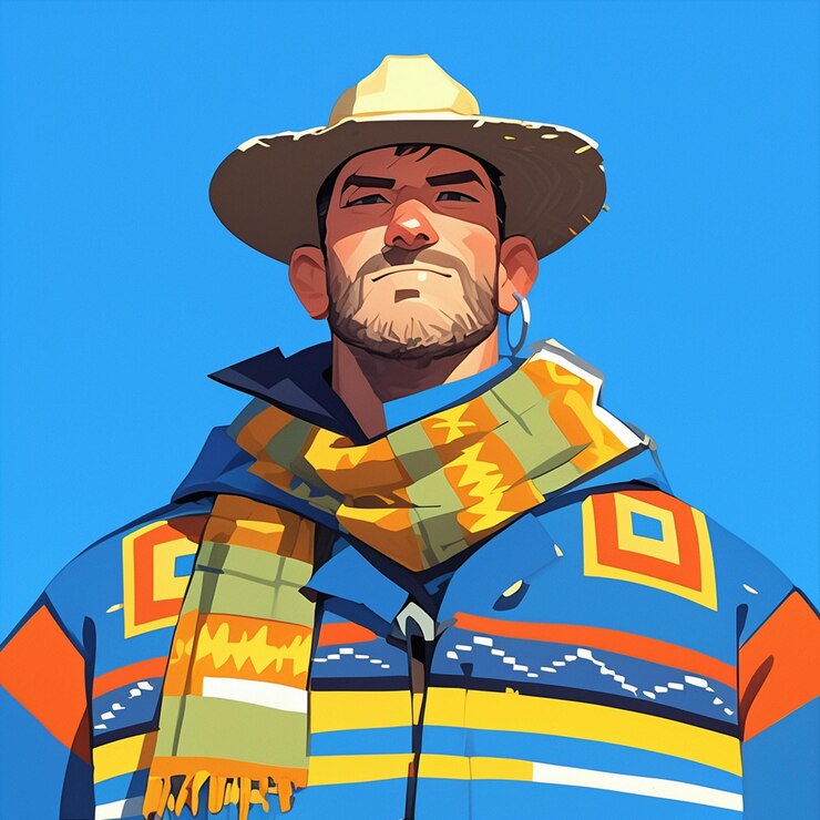 Vetor homem uruguaio em equipamento tradicional de cantor payador