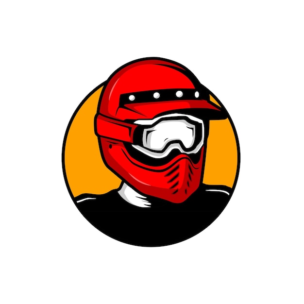 Vetor homem vetor com capacete piloto motocicleta logotipo design