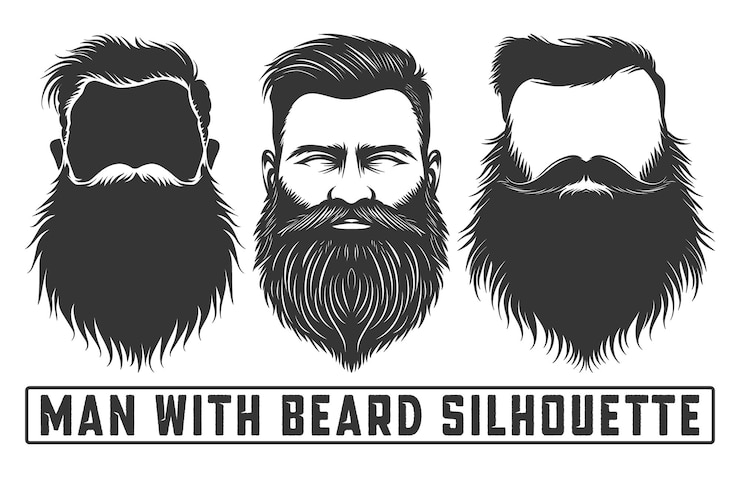 Vetor homens barbudos enfrentam hipsters com diferentes cortes de cabelo homens com silhueta de barba feixes de bigodes