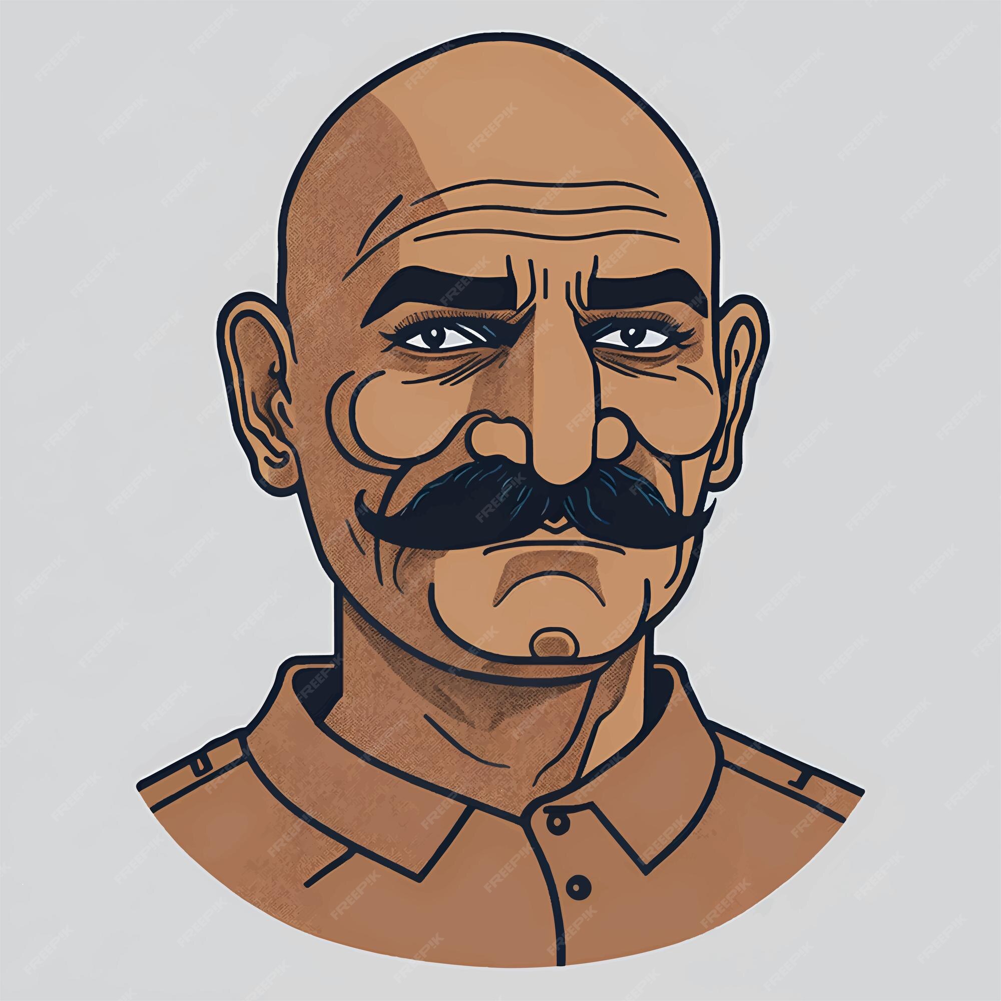 Homem Careca Personagem Com Bigode Vector - Arte vetorial de stock e mais  imagens de Adulto - Adulto, Atividade, Comércio - Ocupação - iStock