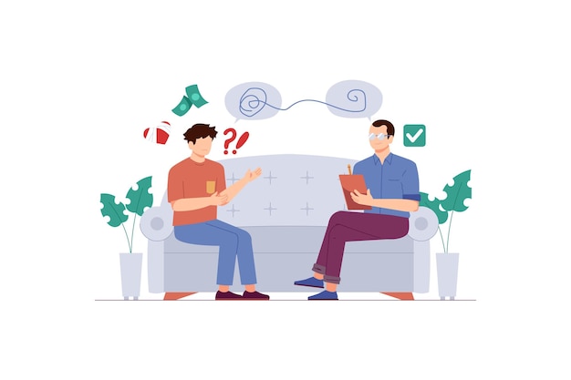 Homens consultam um psicólogo Ilustração