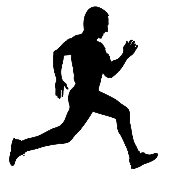 Homens de corrida de corredores de silhuetas negras em fundo branco