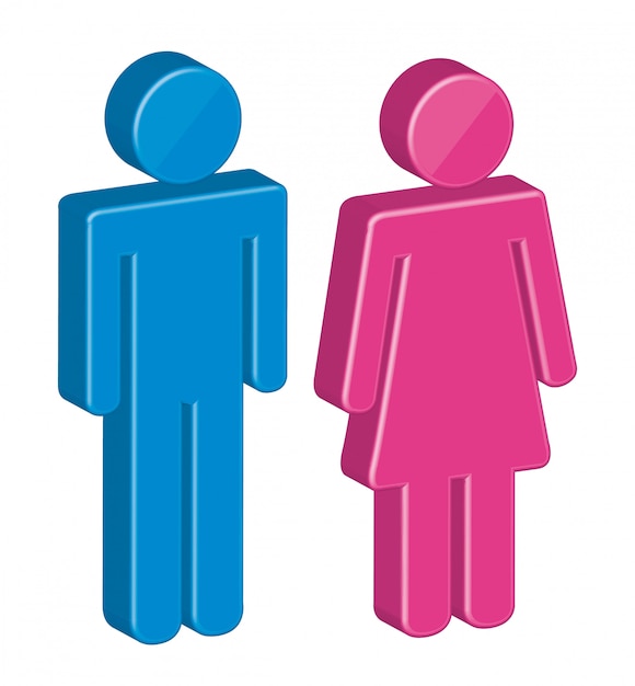 Homens e mulheres 3D assinam sobre vetor de fundo branco