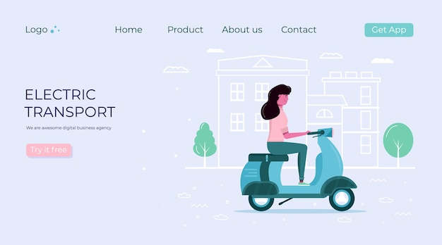 Homens e mulheres conduzem o transporte da cidade ecológica no conceito de cidade. transporte elétrico pessoal, eletro scooter verde, hoverboard, giroscooter, monociclo e bicicleta. conjunto de veículos ecológicos