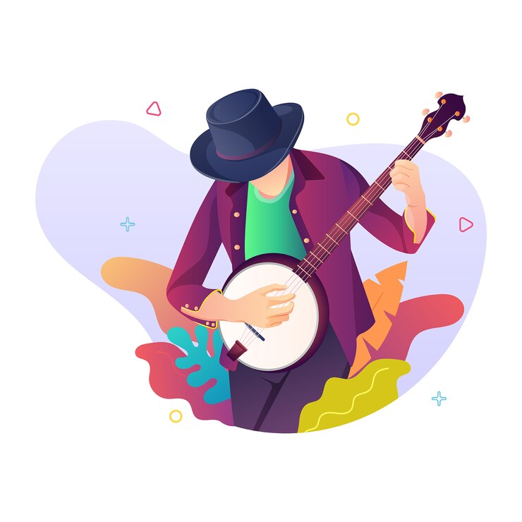 Vetor homens escolhendo uma guitarra, conceito de ilustração