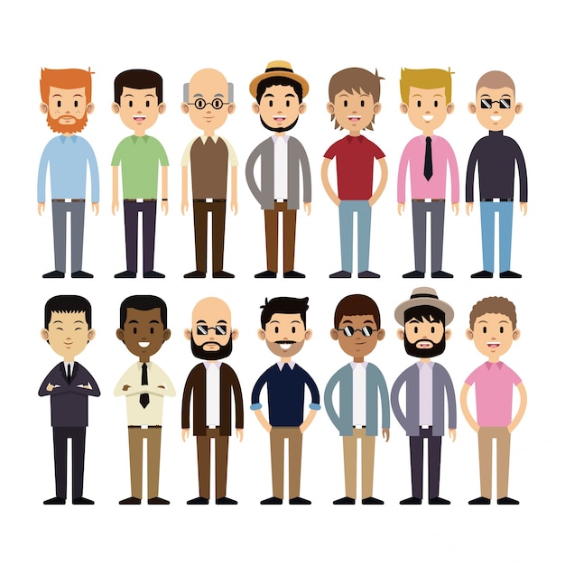 Homens grupais de moda multicultural