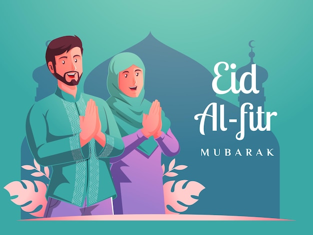 Homens muçulmanos e mulheres muçulmanas celebrando o eid al fitr