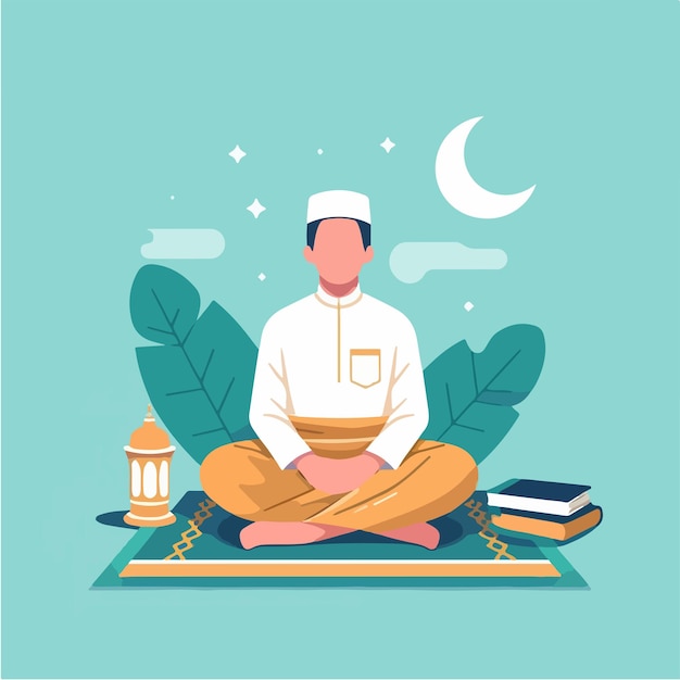 Homens muçulmanos usam sarongs Ramadhan vibrações com um estilo de design plano