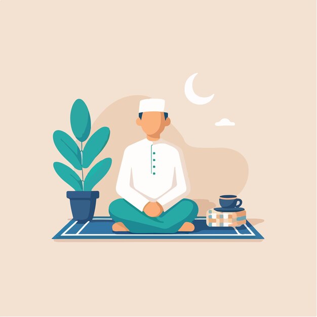 Homens muçulmanos usam sarongs Ramadhan vibrações com um estilo de design plano