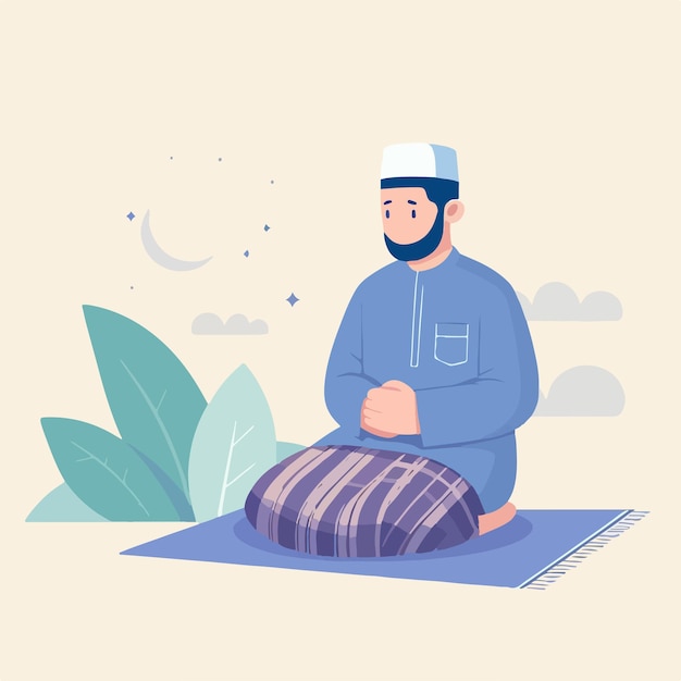 Homens muçulmanos usam sarongs Ramadhan vibrações com um estilo de design plano