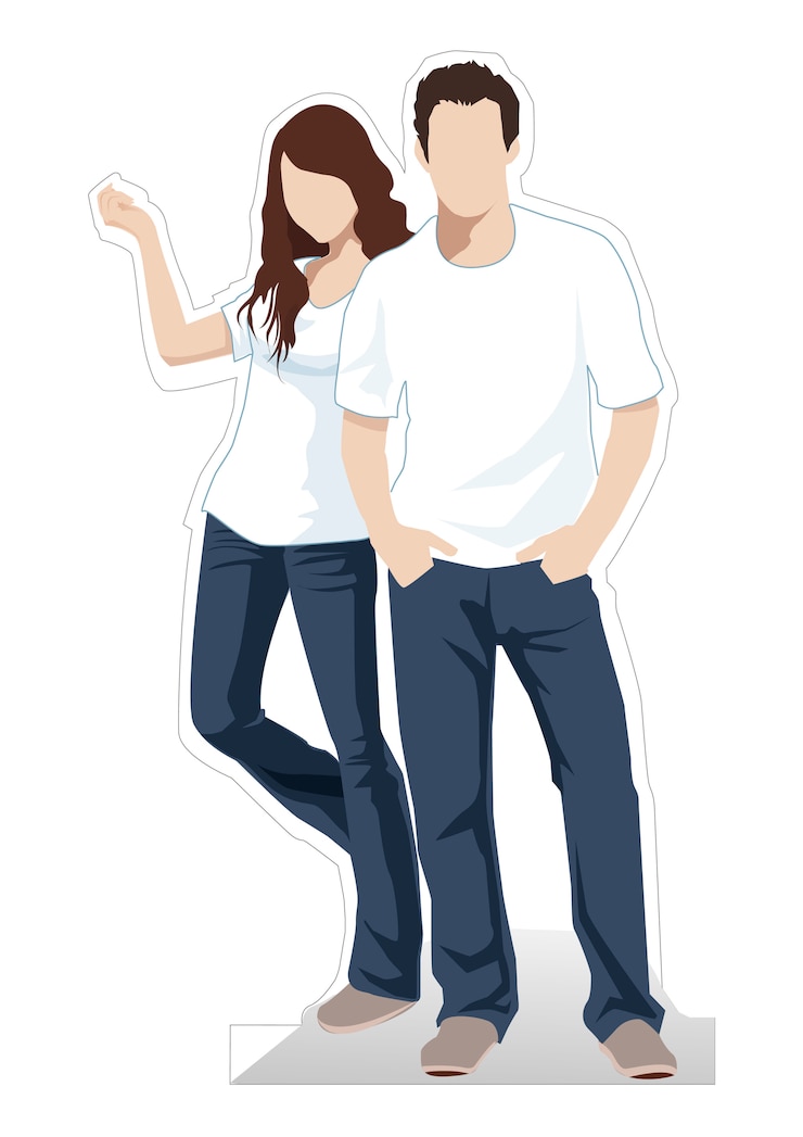 Vetor homens mulheres, ficar, vetorial, ilustração
