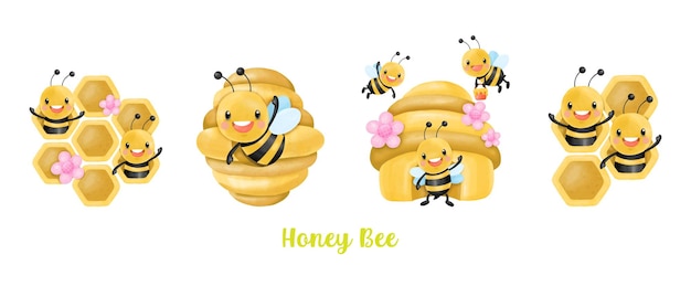 Honey Bee Aquarela Clipart zumbido