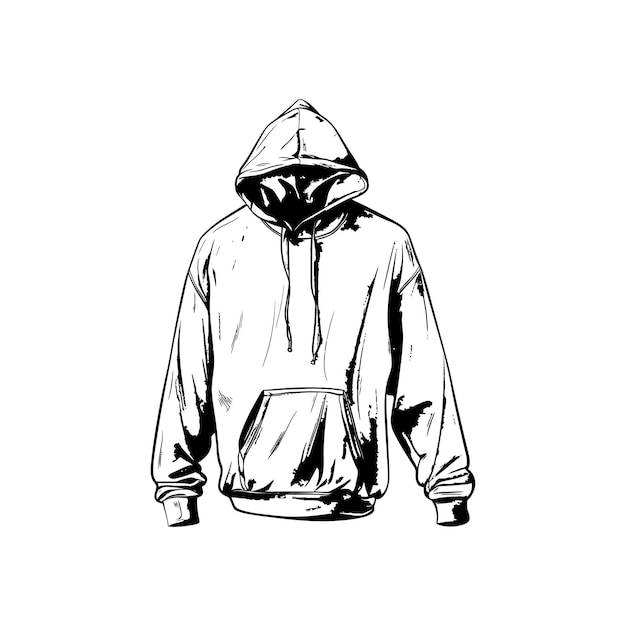 Vetor hooded figure sketch with shading vector illustration design