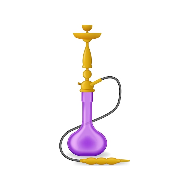 Hookah detalhado 3D realista com vetor de cachimbo de fumo