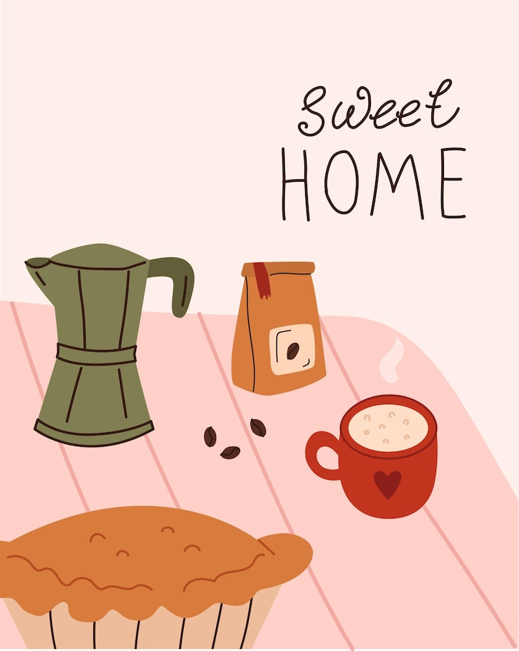 Vetor hora do café ilustração vetorial de uma chávena de café e um bolo