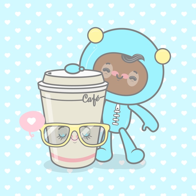 Hora do café kawaii boy