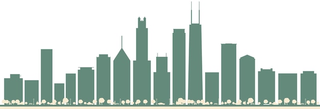 Vetor horizonte abstrato da cidade de chicago eua com arranha-céus coloridos