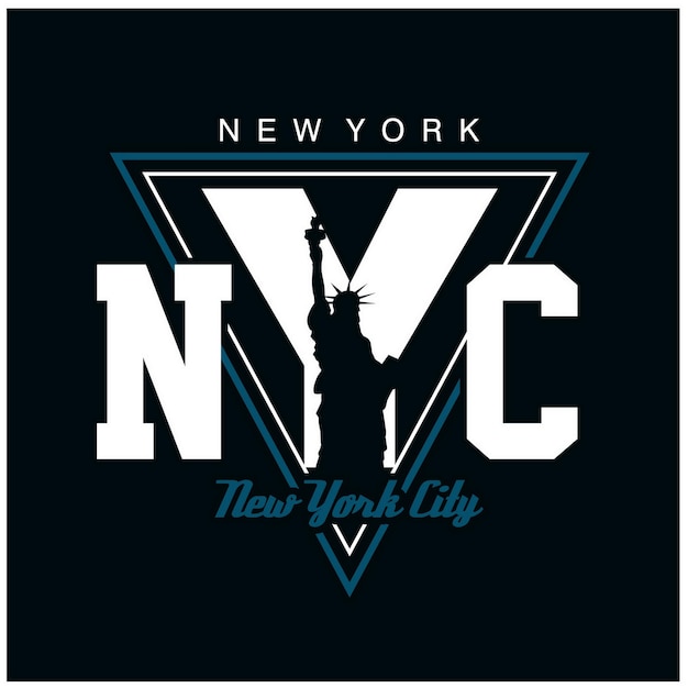 Horizonte de logotipo do escudo da cidade de nova york de nyc e design de tipografia em ilustração vetorial