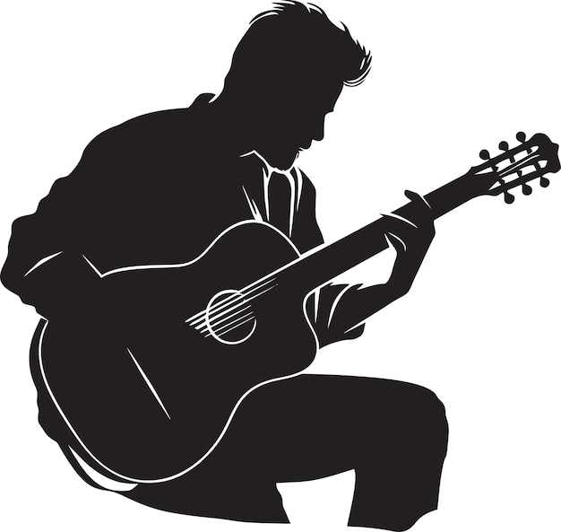 Horizonte harmônico músico ícone vector melódico domínio guitarrista emblemático