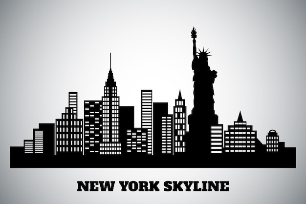 Horizonte preto e branco de uma Nova York