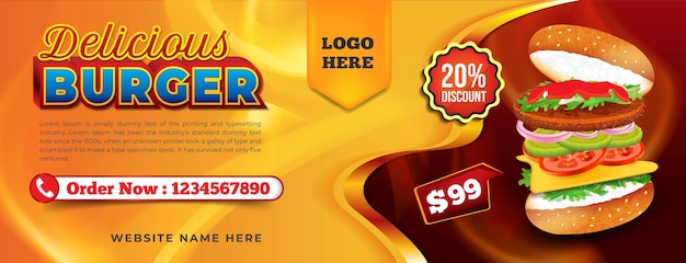 Hot burger restaurant mídia social postar web e imprimir banner design preço de oferta