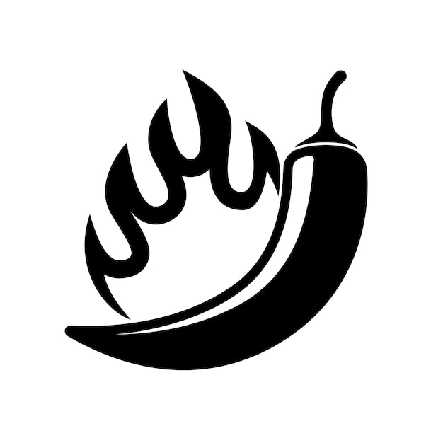 Hot chili pepper com ilustração em vetor de ícone plano preto de fogo