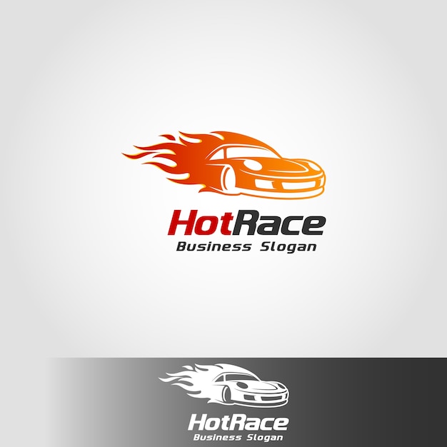 Hot race - auto fast car logo template