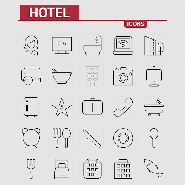 Hotel ícones conjunto vector