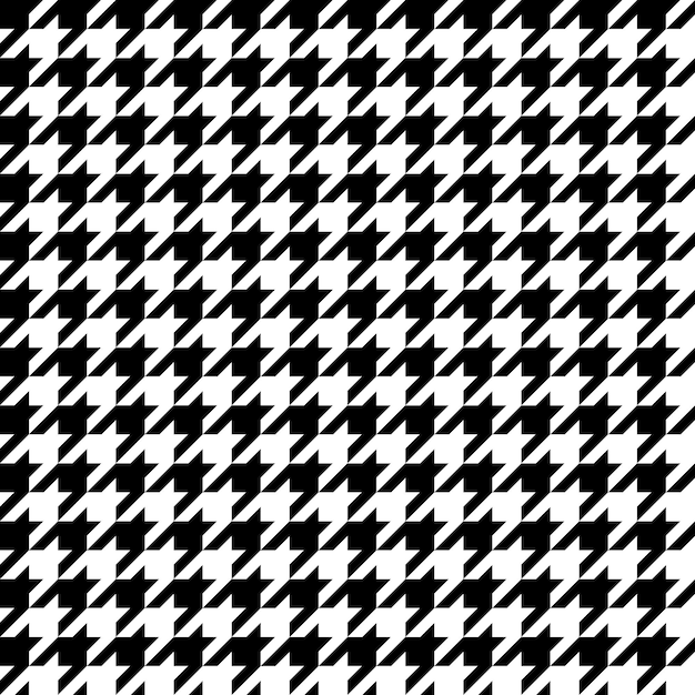 Vetor houndstooth padrão sem costura tecido preto e branco fundo têxtil quadriculado clássico