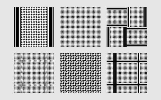 Houndstooth seamless patterns set repetir coleção de fundos