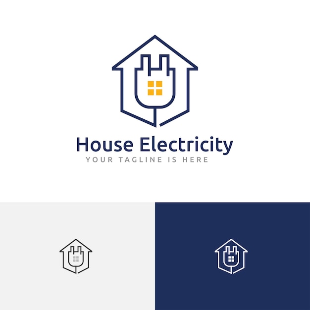 House Home Electricity Product Service Monoline Logo