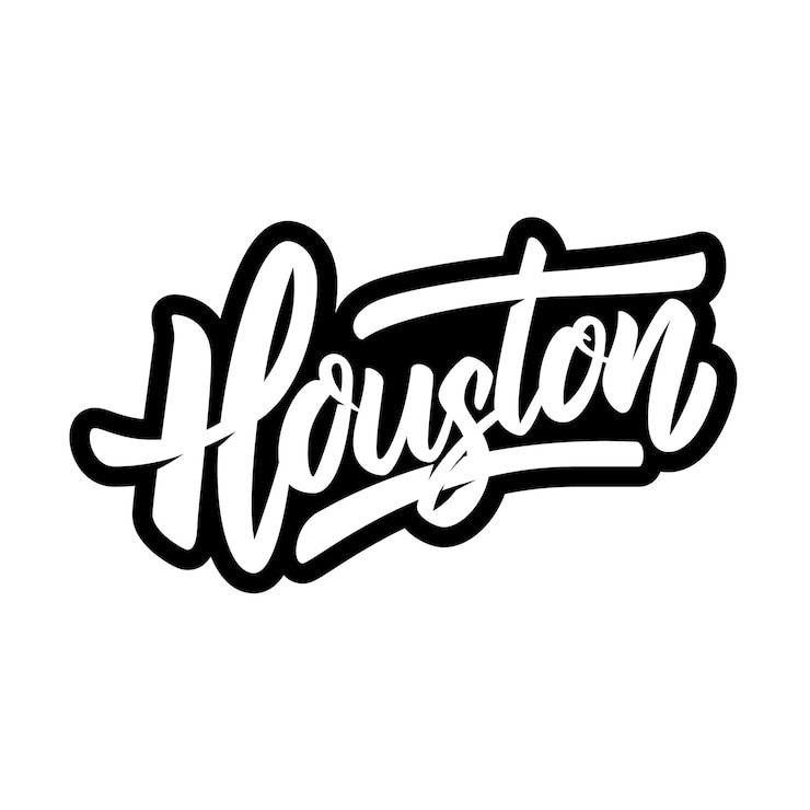 Vetor houston. frase de letras em fundo branco. elemento de design para cartaz, banner, camiseta, cartão. ilustração vetorial
