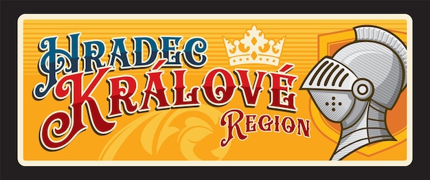 Vetor hradec kralove região checa placa de viagem retro