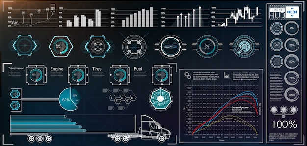 HUD abstrato. Conjunto de interface de usuário futurista de Sci Fi Modern.