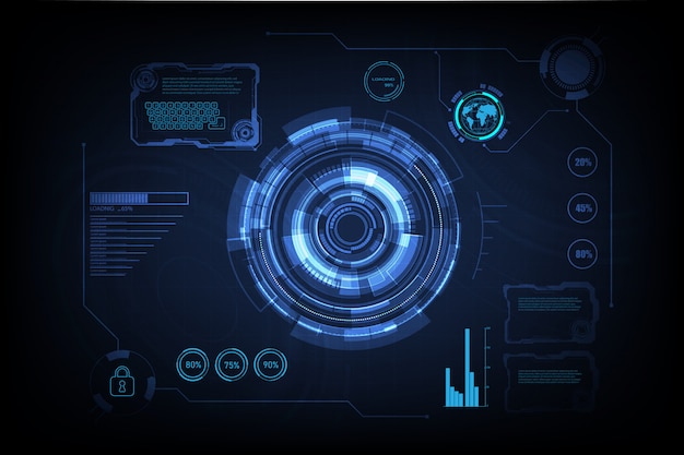 Vetor hud interface gui futurista tecnologia de rede