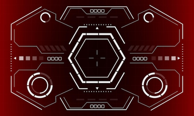 Hud scifi tela de interface hexagonal hexágono branco exibição de tecnologia futurista geométrica vetor vermelho