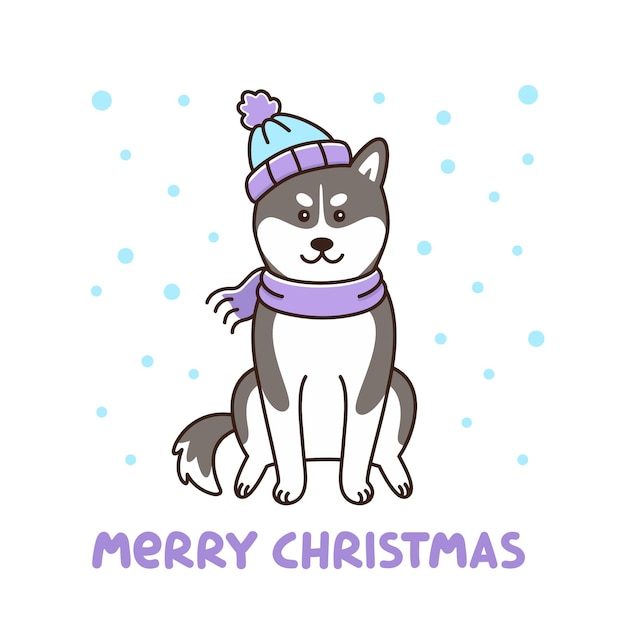 Husky siberiano com chapéu e lenço